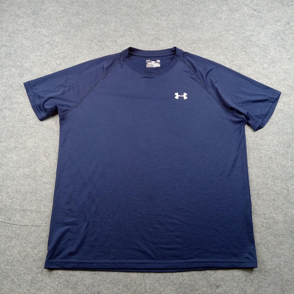 Under‎ Armour Shirt Mens Large Blue HeatGear Raglan Short Sleeve Athletic Top